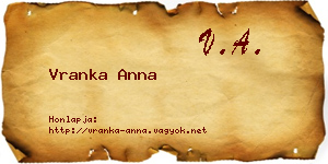 Vranka Anna névjegykártya