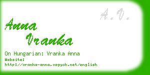 anna vranka business card